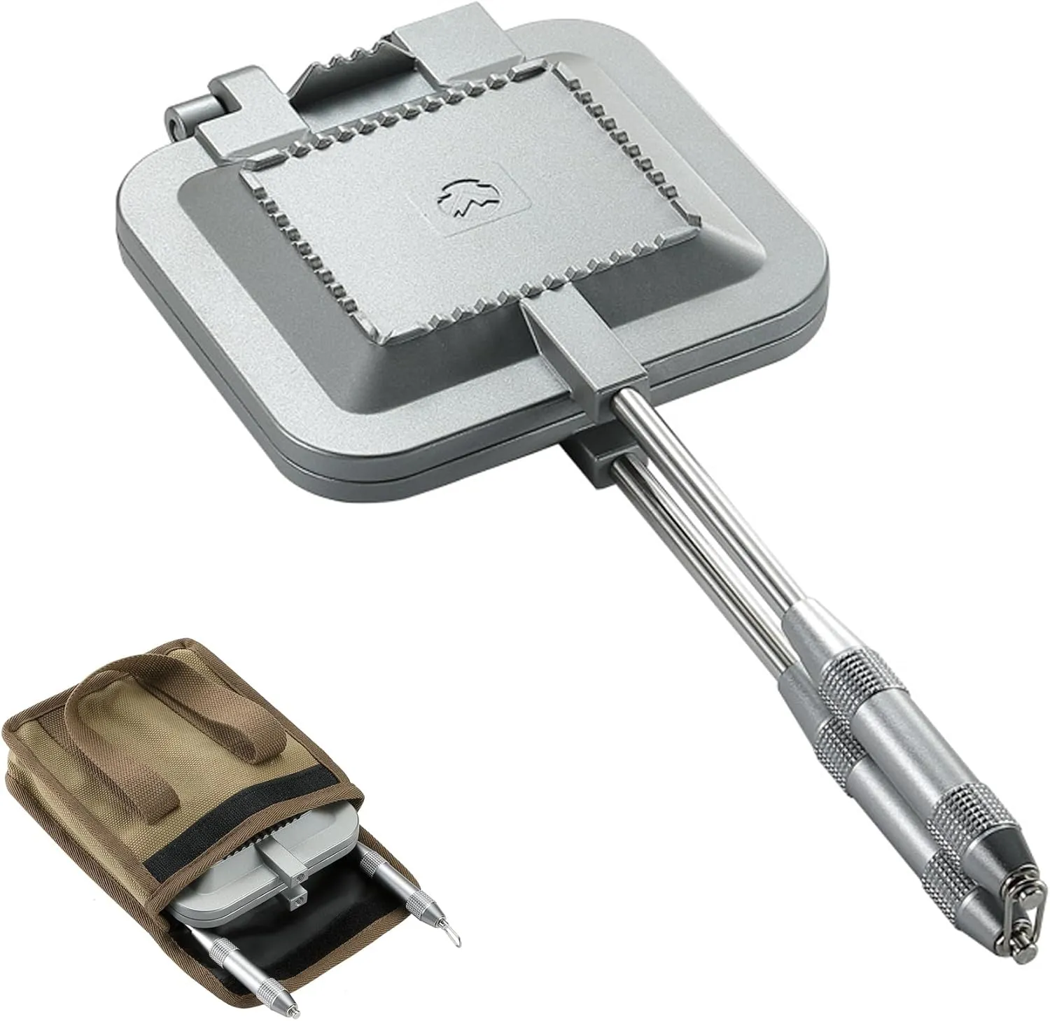 camping moon Sandwich Maker Hot Sand Single Burner Gas Fire Open Fire Compact Aluminum TT-1315 (Silver w/bag)