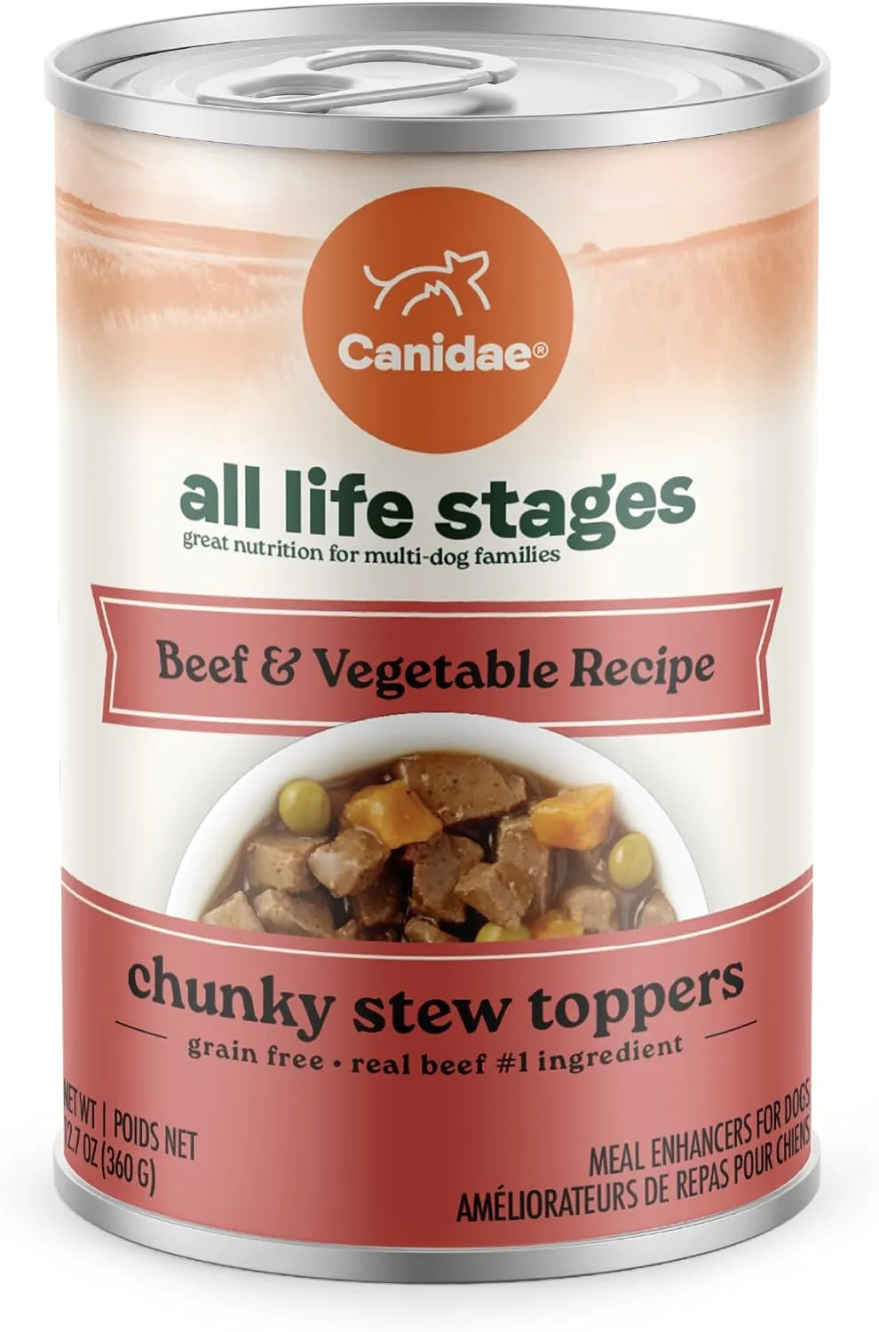 Canidae All Life Stages Wet Dog Food, Chunky Stew Toppers, Beef & Vegetable Recipe, 12.7 oz. (Case of 6)