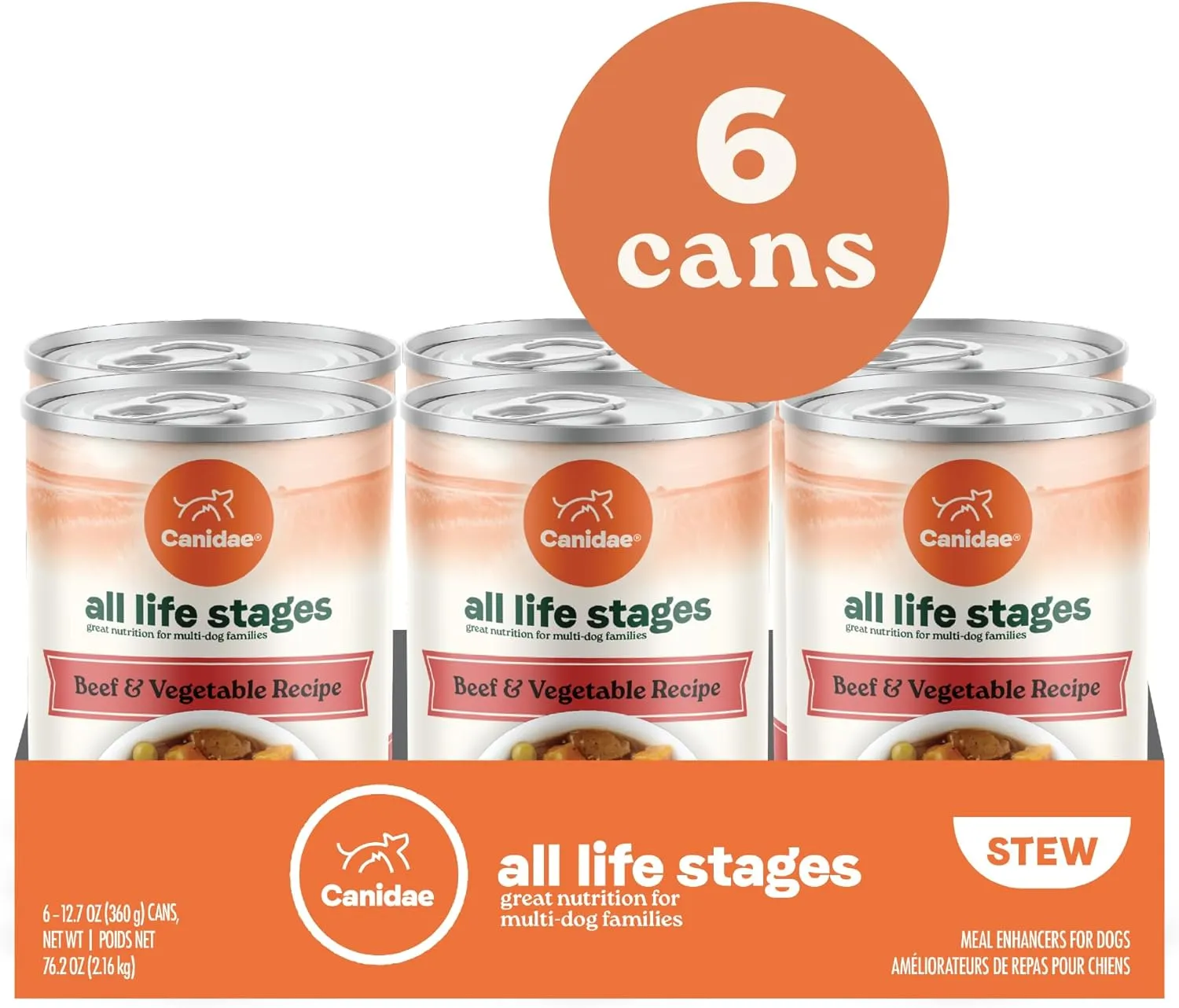 Canidae All Life Stages Wet Dog Food, Chunky Stew Toppers, Beef & Vegetable Recipe, 12.7 oz. (Case of 6)