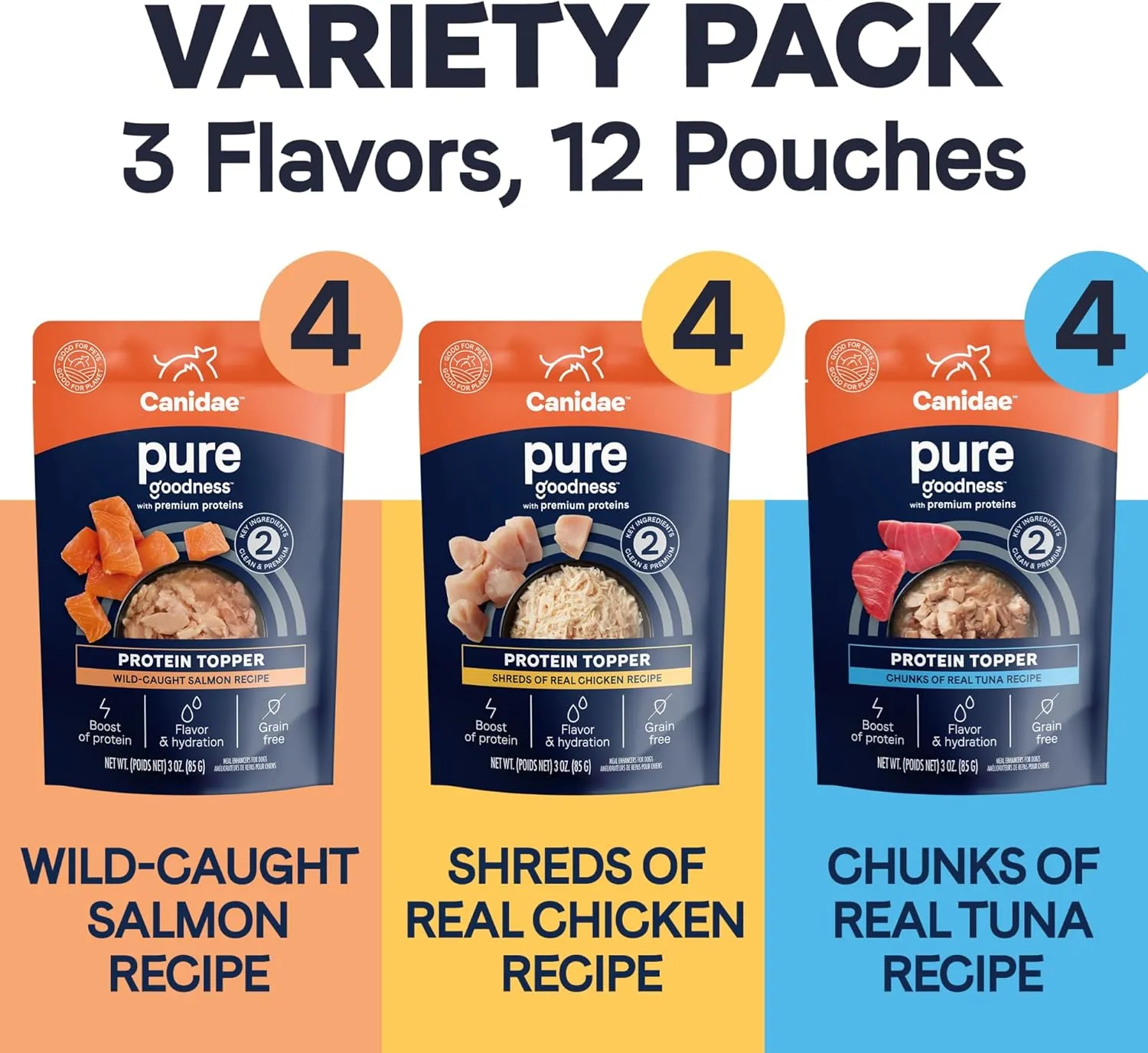 Canidae Pure Protein Topper Variety Pack, 3 oz., Case of 12