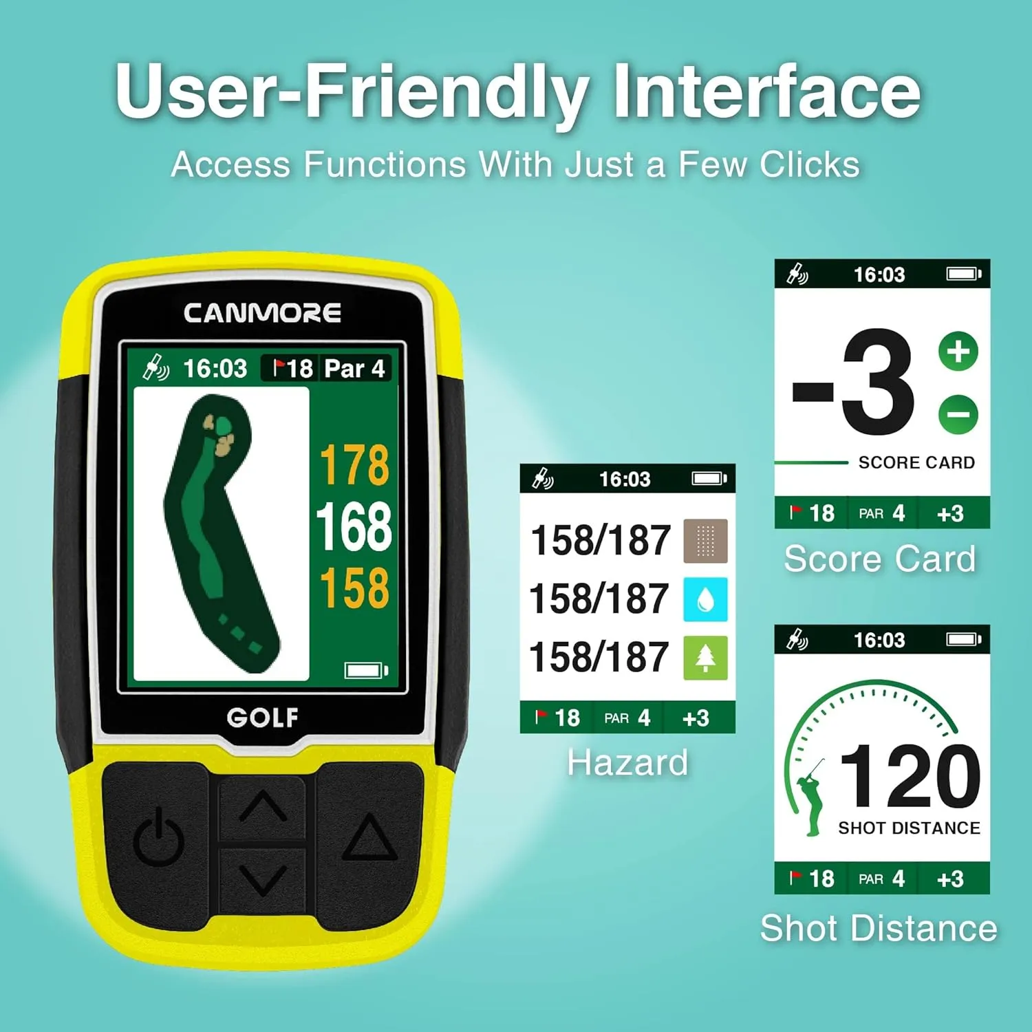 CANMORE HG200 Plus Golf GPS & Case - Easy-to-Read Color - preloaded 41,000 Course map - Exact Shape of The Green and The Fairway - Water Resistant