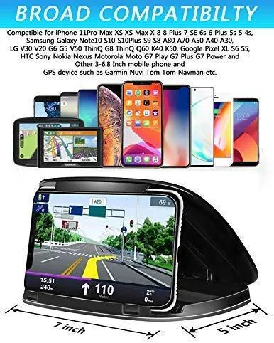 Car Phone Holder Dashboard, Cell Car Phone Mount, Durable Dash Cell Phone Holder for Car Cradle Compatible for iPhone 11 Pro Max XS XR X 8 8  7 7  6 Samsung Galaxy Note 10 S10 Smartphones and GPS
