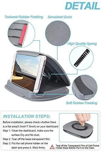 Car Phone Holder Dashboard, Cell Car Phone Mount, Durable Dash Cell Phone Holder for Car Cradle Compatible for iPhone 11 Pro Max XS XR X 8 8  7 7  6 Samsung Galaxy Note 10 S10 Smartphones and GPS