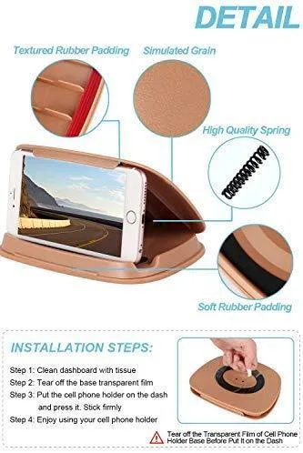Car Phone Holder Dashboard, Cell Car Phone Mount, Durable Dash Cell Phone Holder for Car Cradle Compatible for iPhone 11 Pro Max XS XR X 8 8  7 7  6 Samsung Galaxy Note 10 S10 Smartphones and GPS