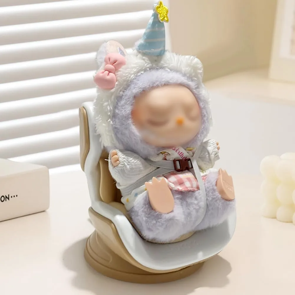 Car Seat for Plush Dolls Removable Air Vent Clip Sofa for 3.94"-6.7" Plush Doll Creative Desktop Display Portable Toy Protector Chair Compatible with Various Autos Brown White