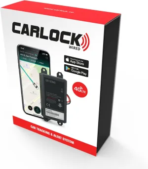 CARLOCK Wired Hidden GPS Car Tracker - 12-24v Battery, Anti Theft Car Device, 4G LTE, Instant Alerts, Easy Install, Multi-Network SIM, Real-Time Monitoring