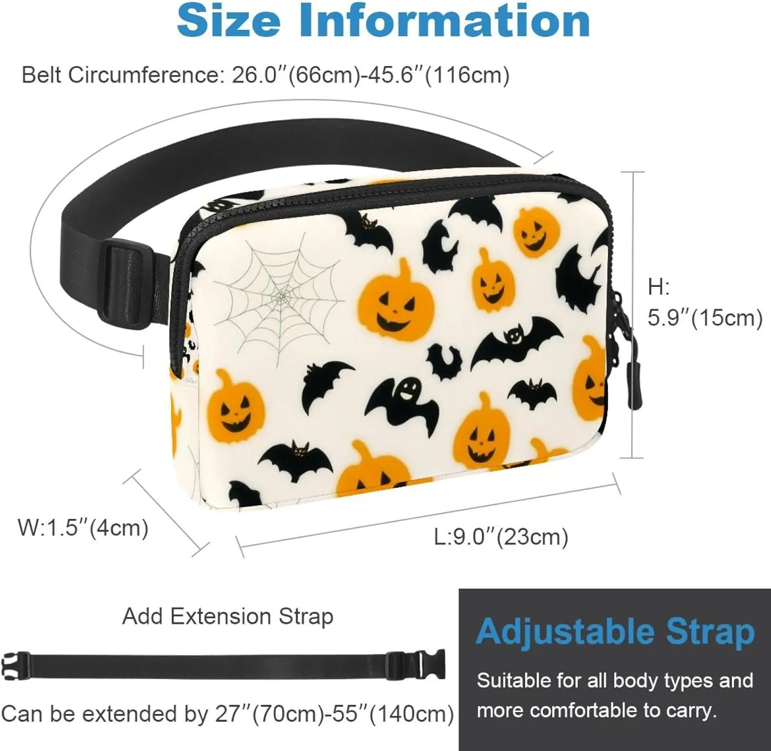 Cartoon Halloween-388 Crossbody Fanny Pack for Men&Women,Belt Bag for Travel Casual Walking Running Hiking Cycling