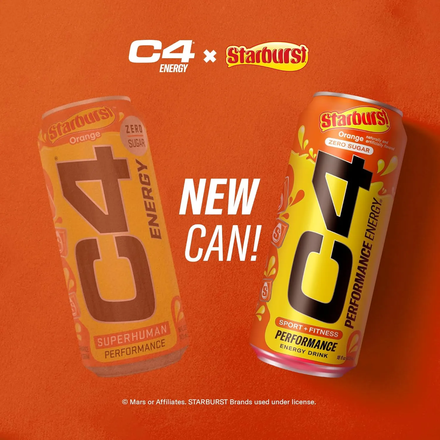 Cellucor C4 Performance Energy Drink | STARBURST Orange | Zero Sugar Carbonated Preworkout Energy | 200mg Caffeine with Beta Alanine | 16 Fl Oz (12 Pack)