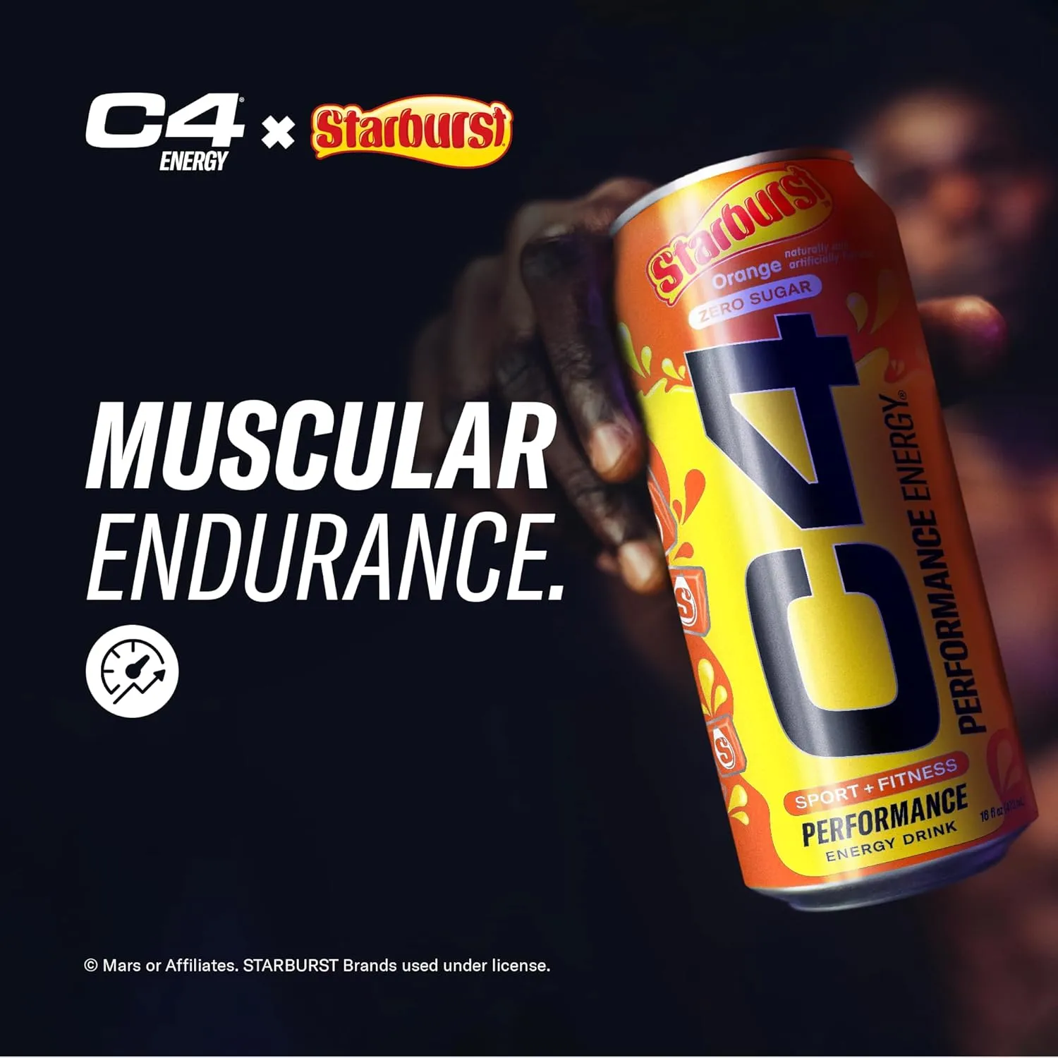 Cellucor C4 Performance Energy Drink | STARBURST Orange | Zero Sugar Carbonated Preworkout Energy | 200mg Caffeine with Beta Alanine | 16 Fl Oz (12 Pack)