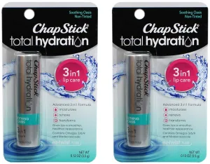ChapStick Total Hydration 3-in-1 Lip Care Soothing Oasis 0.12 oz (Pack of 2)