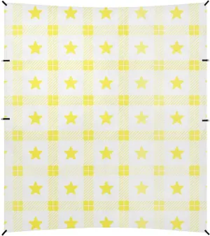 Checkered Stars Yellow Plaid Foldable Beach Tent UPF50 Lightweight Large Sun Shelter with Sturdy Poles, Sandbags and Shovel for Family Travel