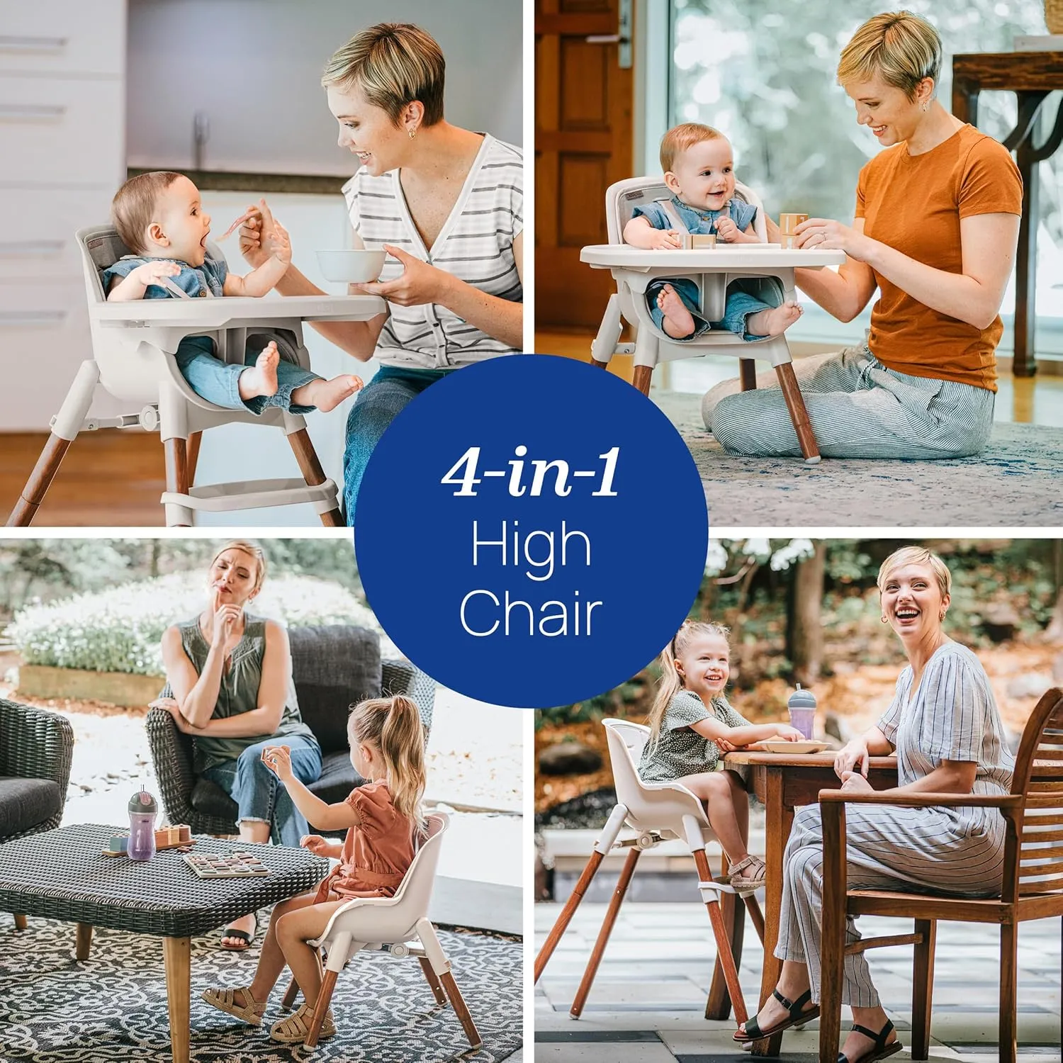 Chicco Zest™ LE 4-in-1 Folding High Chair, Feeding Chair, Toddler Chair and Youth Stool, Multi-Use Easy Clean High Chair | Crema/White