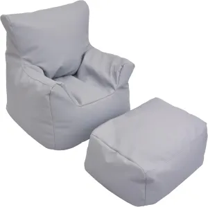 Children's Factory Cozy Chair and Ottoman Set, Flexible Seating Classroom Furniture, Comfy Kids Chairs, Gray