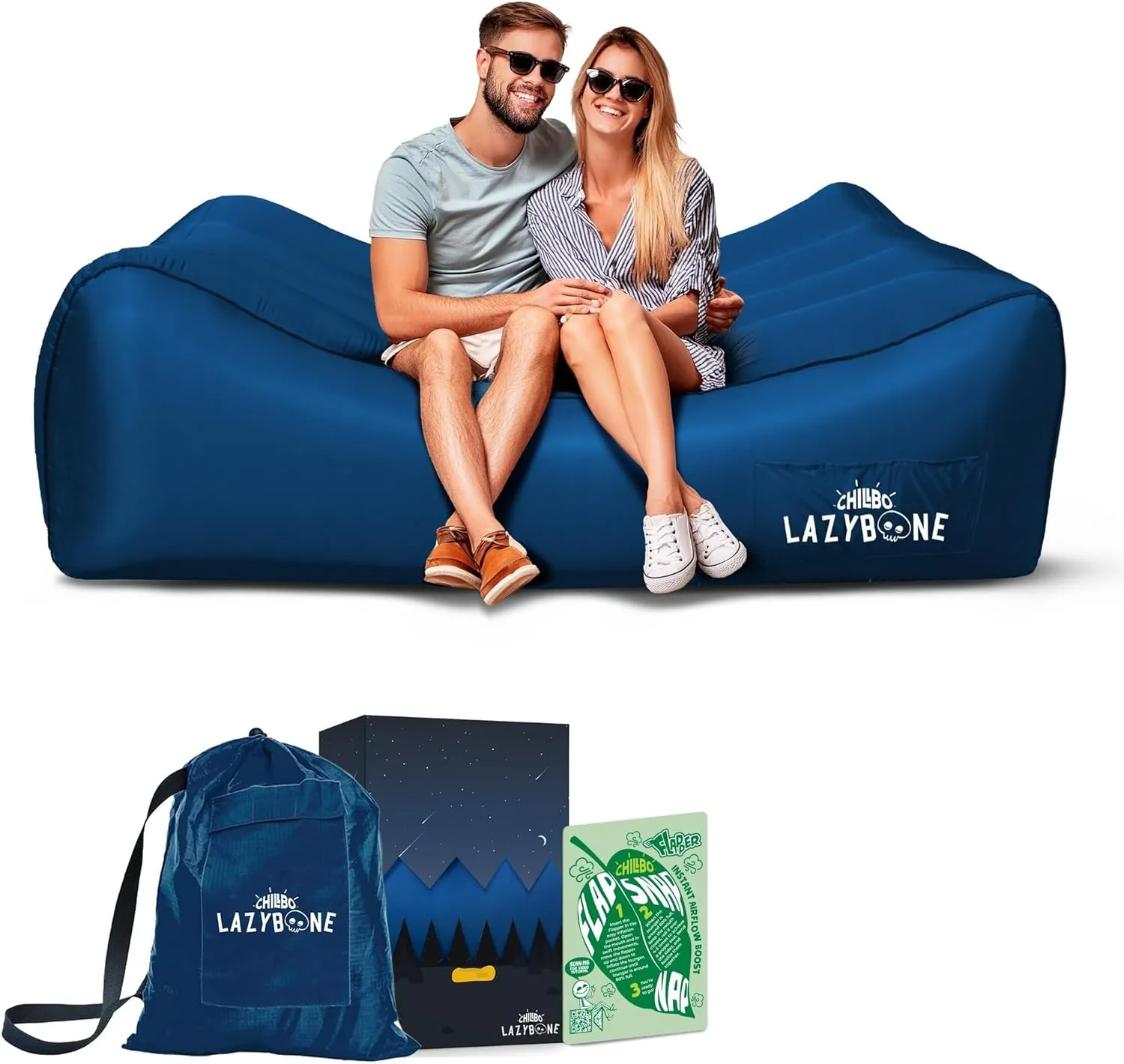 Chillbo Inflatable Couch – Cool Inflatable Chair. Upgrade Your Camping Accessories. Easy Setup is Perfect for Hiking Gear, Beach Chair and Music Festivals.