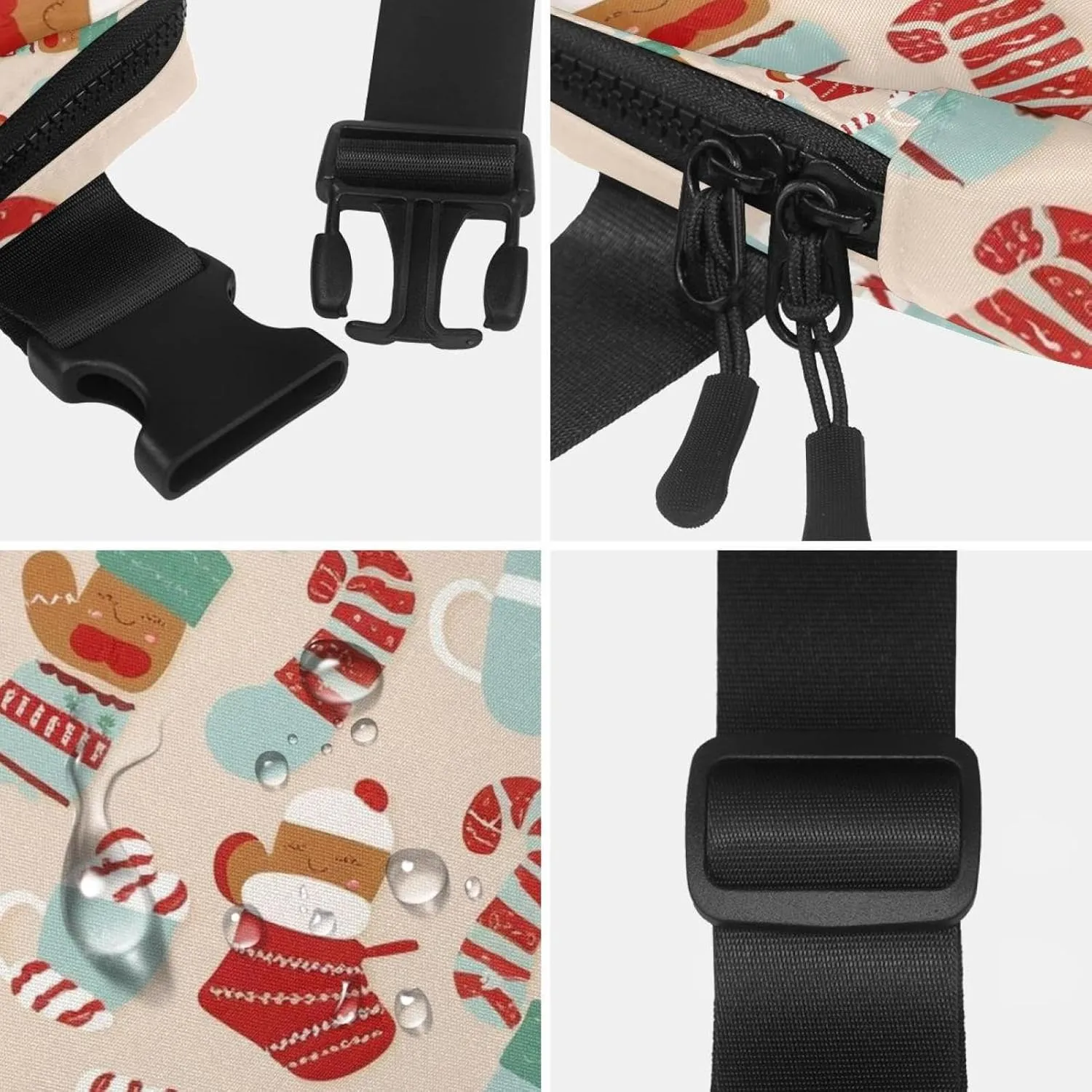 Christmas Elements-3 Unisex Style Fanny Pack: Fashion Waist Packs, Crossbody Bags Sport Slim Fashionable for Jogging Hiking Hiker Woman Man