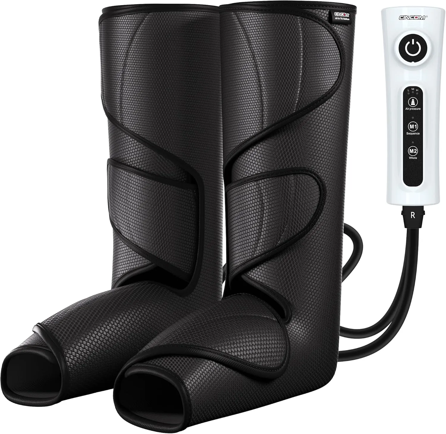 CINCOM Leg Massager for Circulation and Pain Relief, Air Compression Foot and Calf Massager Helpful for Relaxation, Swelling and Edema Gifts for Mom and Dad (with 2 Extensions) - FSA HSA Eligible