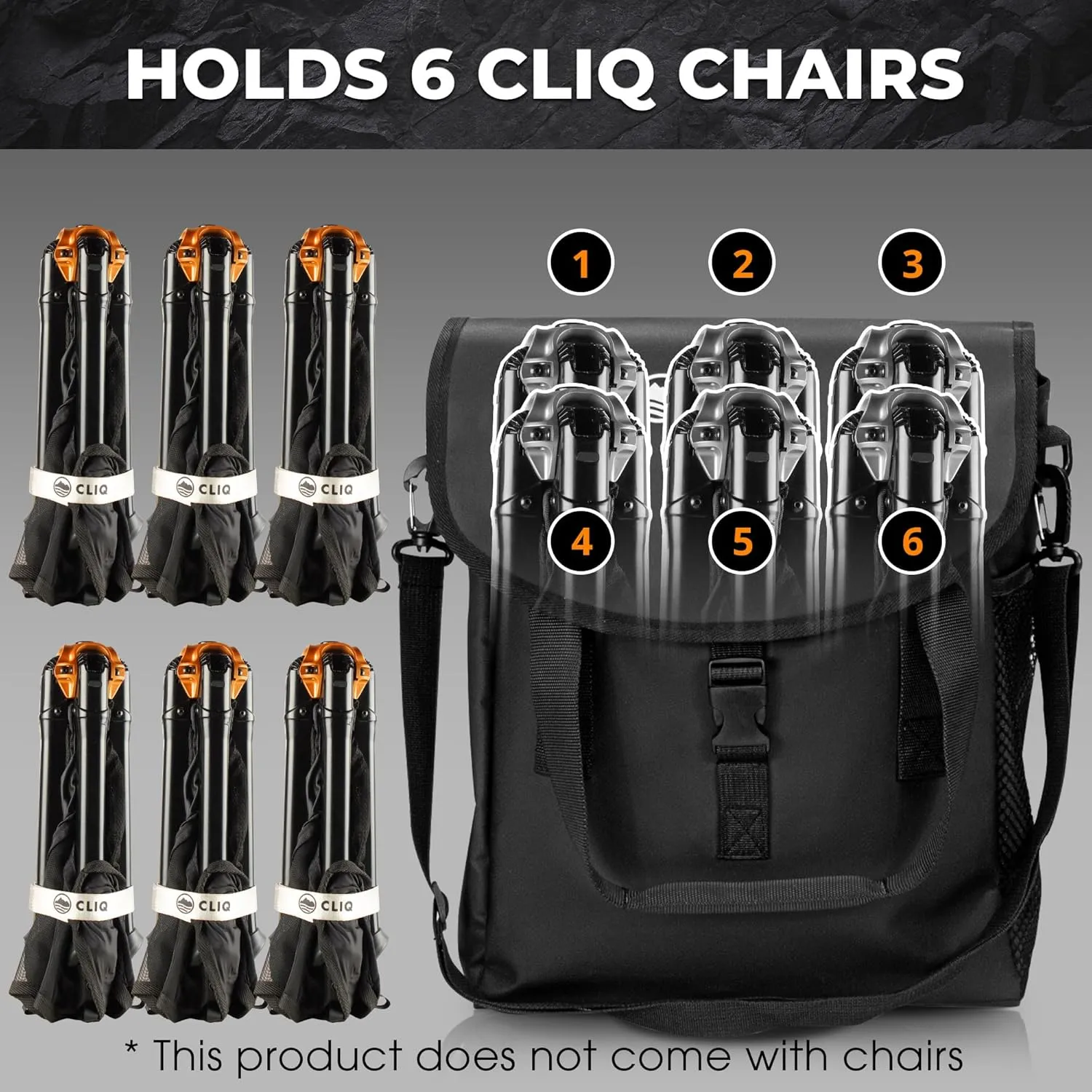 CLIQ Waterproof Chair Bag - Holds 6 Folding Chairs - Perfect for Camping and Other Outdoor Adventures