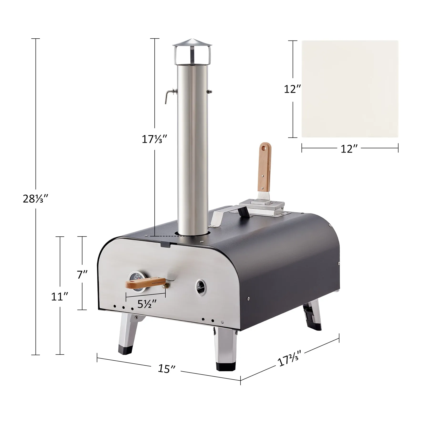 CO-Z Outdoor Pizza Oven, Portable Wood Pellet Pizza Oven with 12 Inch Pizza Stone Pizza Cutter Transport Bags More, Stainless Steel Wood Fired Pizza Oven for Outside Cooking with Accessories, Black
