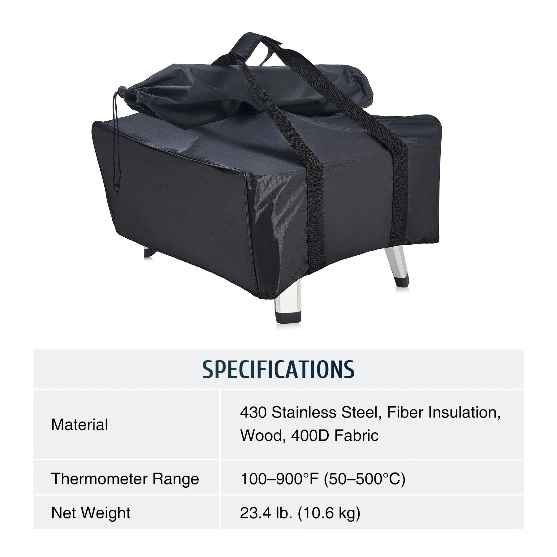 CO-Z Outdoor Pizza Oven, Portable Wood Pellet Pizza Oven with 12 Inch Pizza Stone Pizza Cutter Transport Bags More, Stainless Steel Wood Fired Pizza Oven for Outside Cooking with Accessories, Black