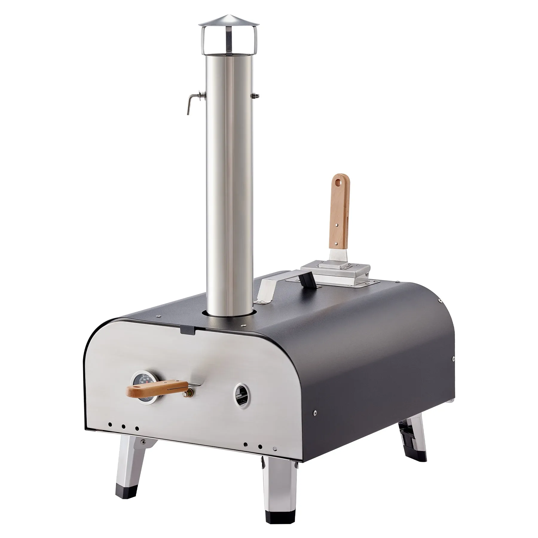 CO-Z Outdoor Pizza Oven, Portable Wood Pellet Pizza Oven with 12 Inch Pizza Stone Pizza Cutter Transport Bags More, Stainless Steel Wood Fired Pizza Oven for Outside Cooking with Accessories, Black