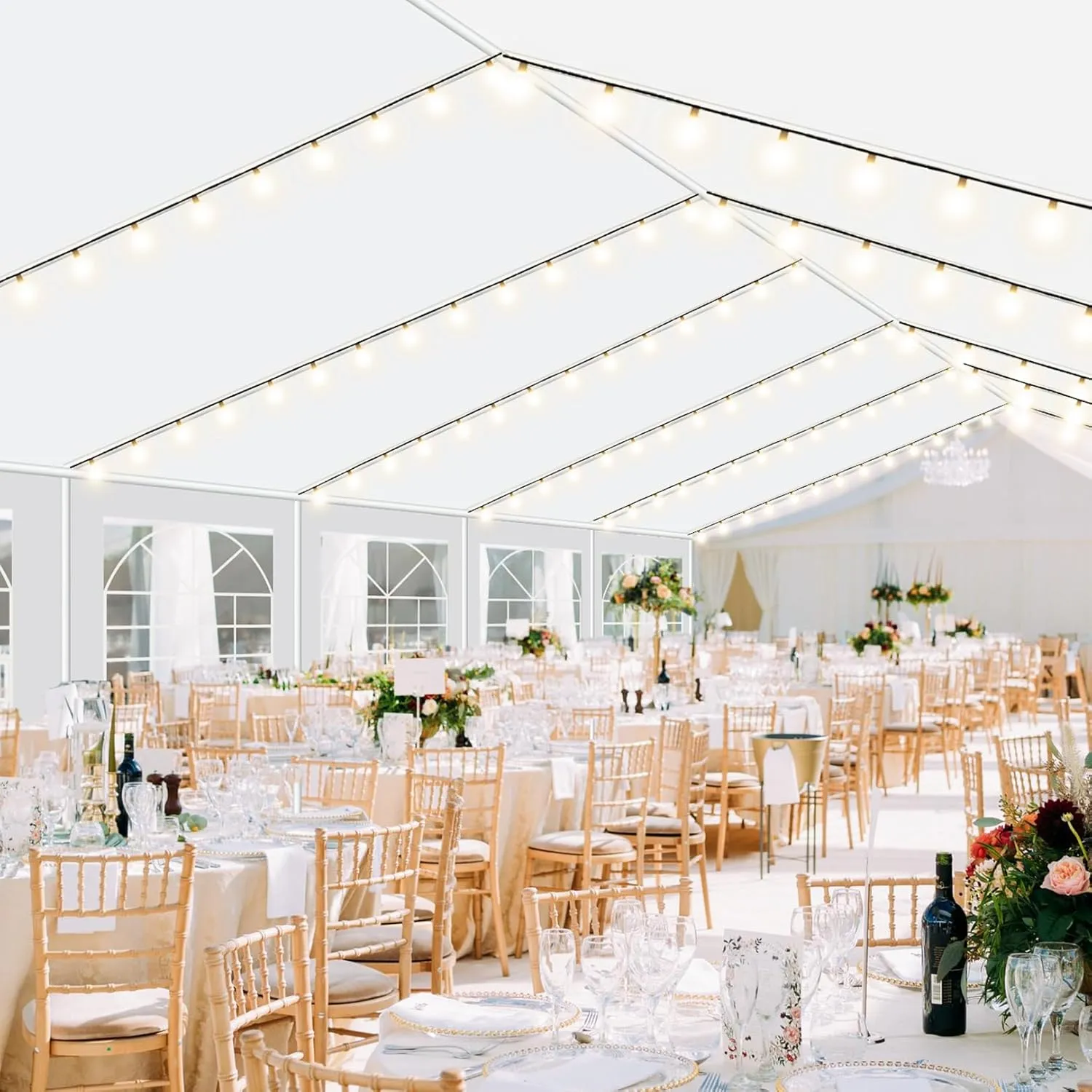 COBIZI 16x32 Party Tent Heavy Duty, 16x32 Tent with 6 Removable Sidewalls & 4 Built-in Sandbag, Commercial Wedding Large Tent, UV 50 , Waterproof, White1