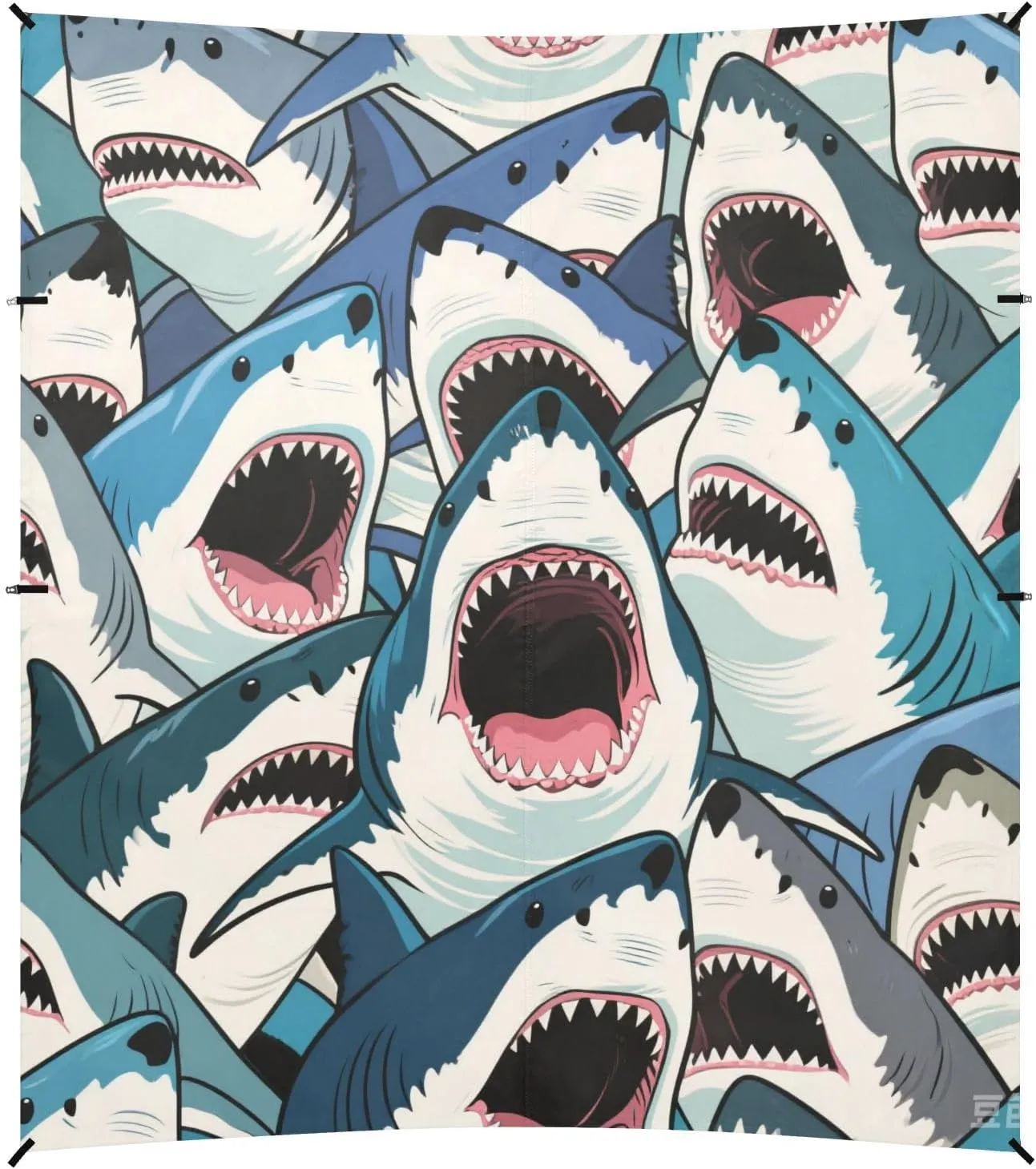 Colorful Cartoon Animal Shark Foldable Beach Tent UPF50 Waterproof Large Sun Shelter with Sturdy Poles, Sandbags and Shovel for Family Trips, Picnics & Camping