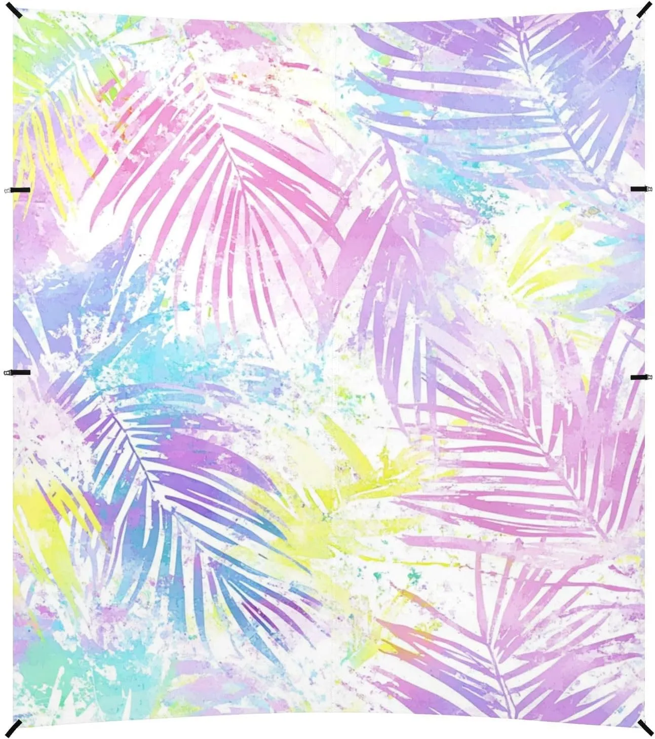 Colorful Dreamy Tropical Plants Foldable Beach Cabana UPF50  Protection Waterproof Outdoor Sun Shade with Sandbags and Shovel for Backyard and Camping