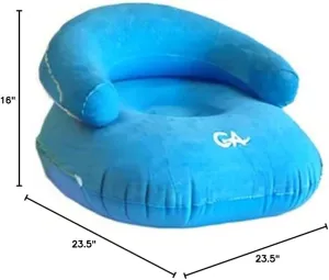 Comfort Axis Heavy Duty Inflatable Flocking Lounger Sofa, Wide Armrest Design for Kids Blue 23.5" by 23.5" by 16"