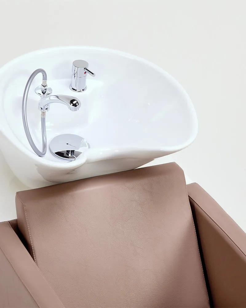 Compact - Brown washstand - white basin