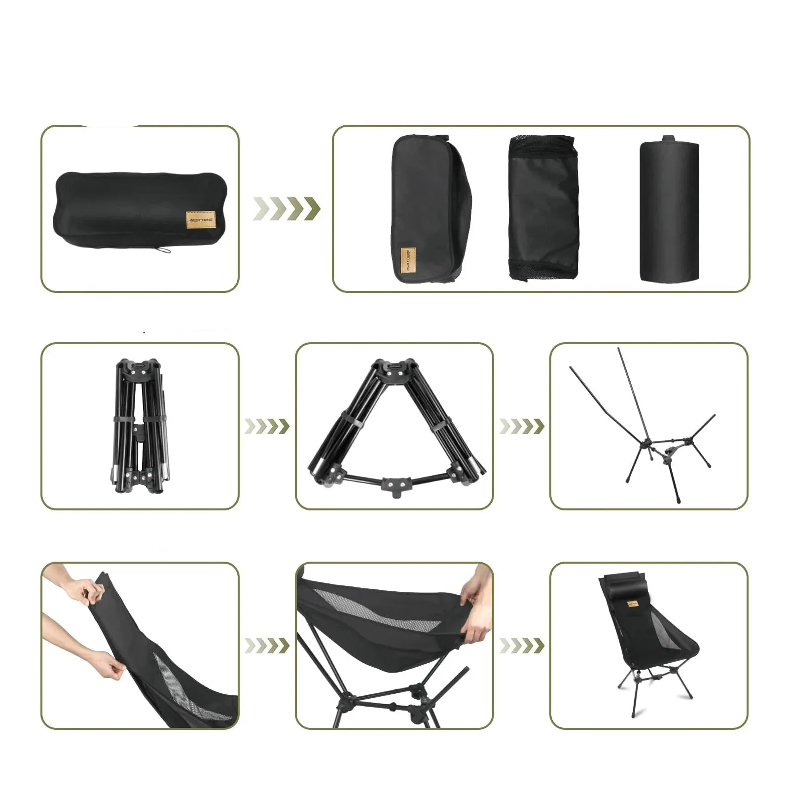 Compact Camping Chair with Headrest