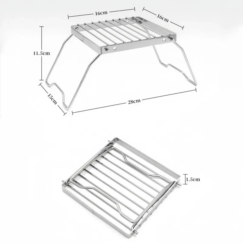 Compact Camping Stove Grill Rack & Burner for Outdoor Cooking