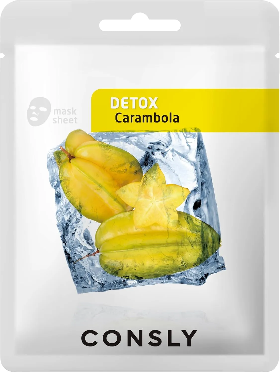 CONSLY_Carambola Detox Mask 10 Pack – Hydrating Korean Sheet Masks with Carambola Extract – Tropical Self-Care for Fresh and Radiant Skin – All Skin Types – 20ml