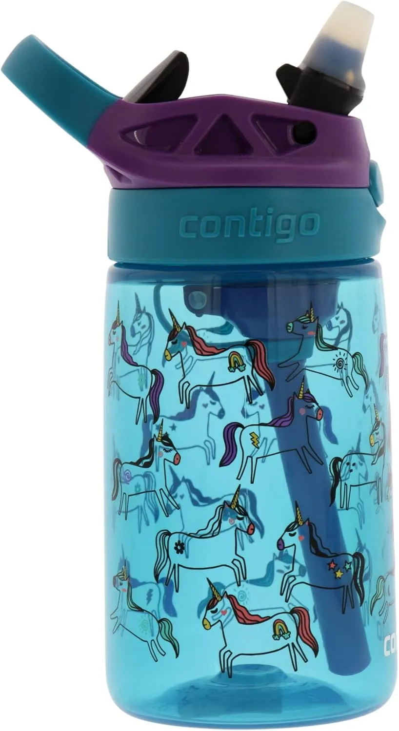 Contigo AUTOSPOUT Camping Hydration Water Bottles, 14oz (Pack of 1), Unicorn