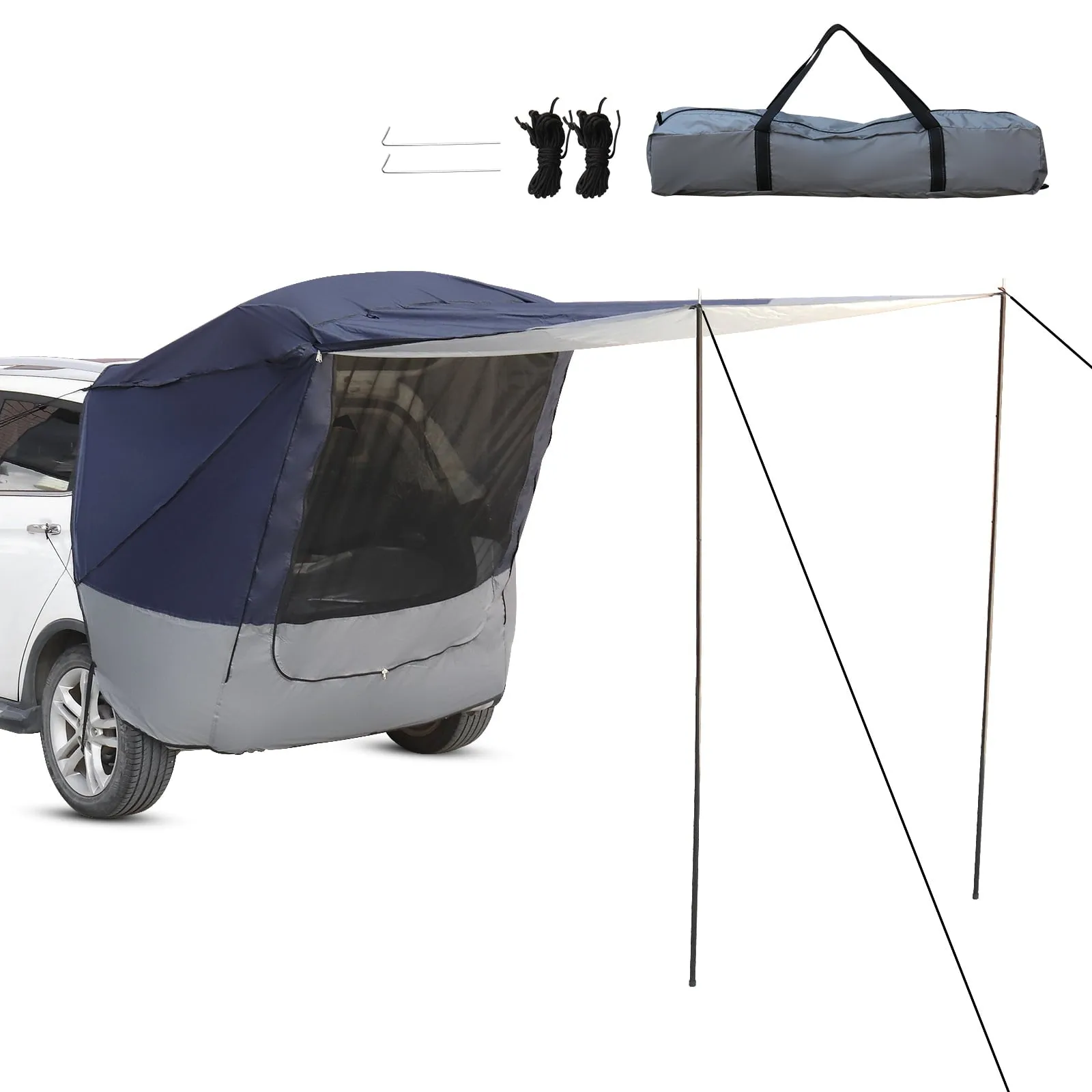 COOKCOK SUV Rear Tent Camping Tent, Silver Tape Hardcore, Navy Blue Dark Gray, 28.3"L x 4.5"W x 4.5"H