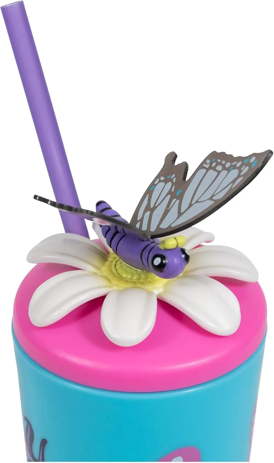 COOL GEAR Fun Model Threaded Character Lid Tumblers Toppers with straw included, 18 Ounce - Butterfly/Sloth/Frog