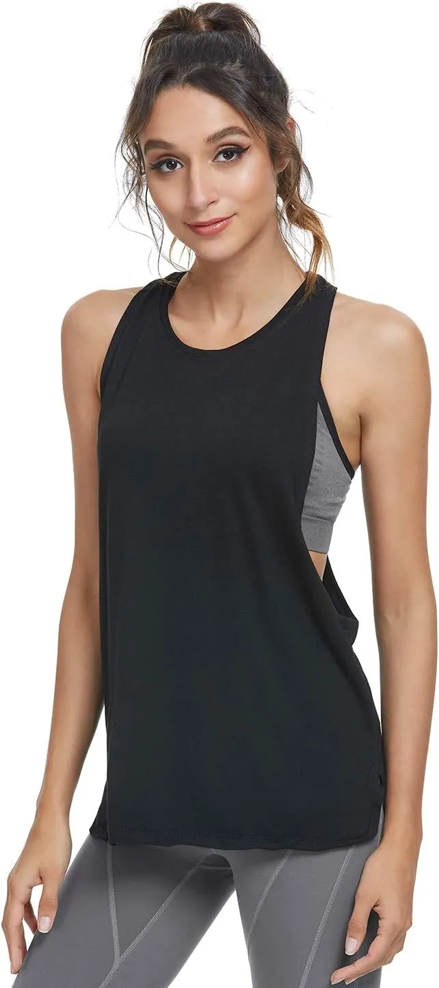 Cosy Pyro Workout Tank Tops for Women Lightweight Running Tanks Basic Gym Tops Sleeveless Athletic Yoga Shirts-4 Pack