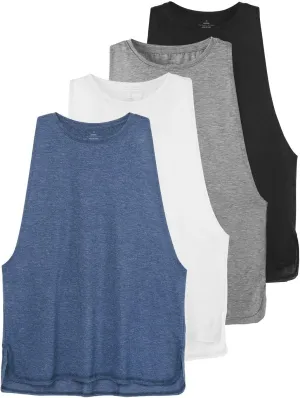 Cosy Pyro Workout Tank Tops for Women Lightweight Running Tanks Basic Gym Tops Sleeveless Athletic Yoga Shirts-4 Pack