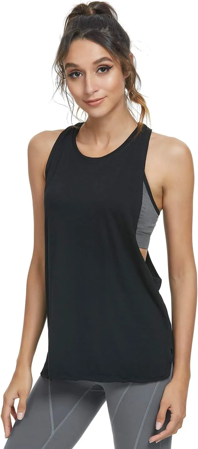 Cosy Pyro Workout Tank Tops for Women Lightweight Running Tanks Basic Gym Tops Sleeveless Athletic Yoga Shirts-4 Pack