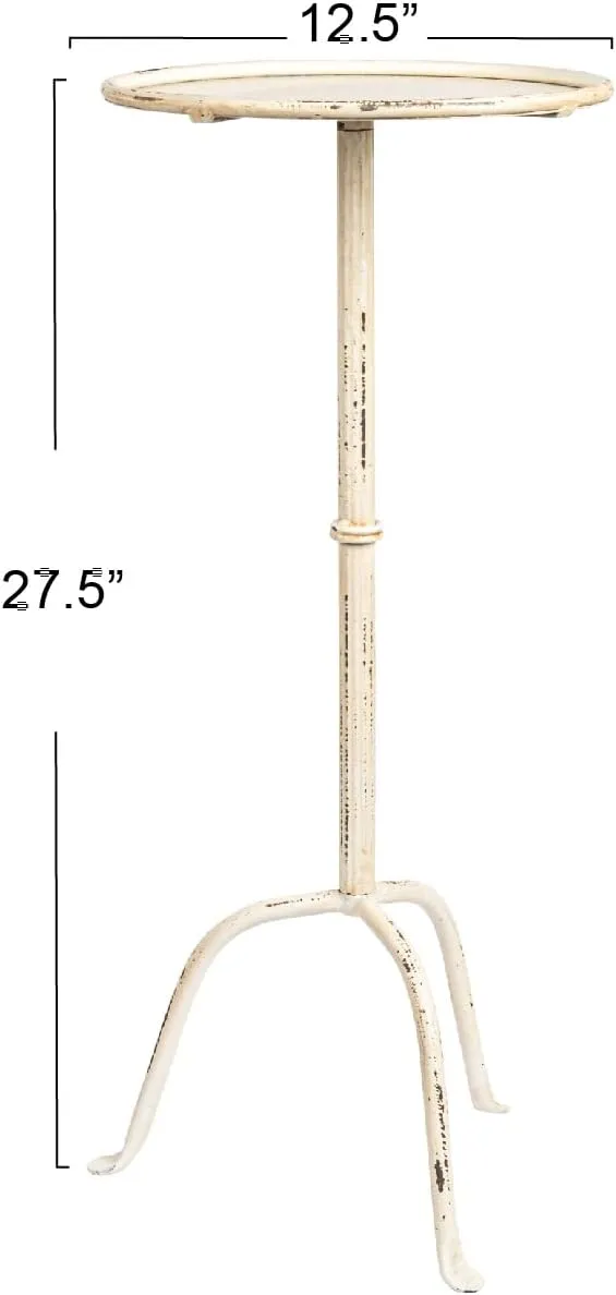 Creative Co-Op Metal Cocktail, Antique White Martini Table