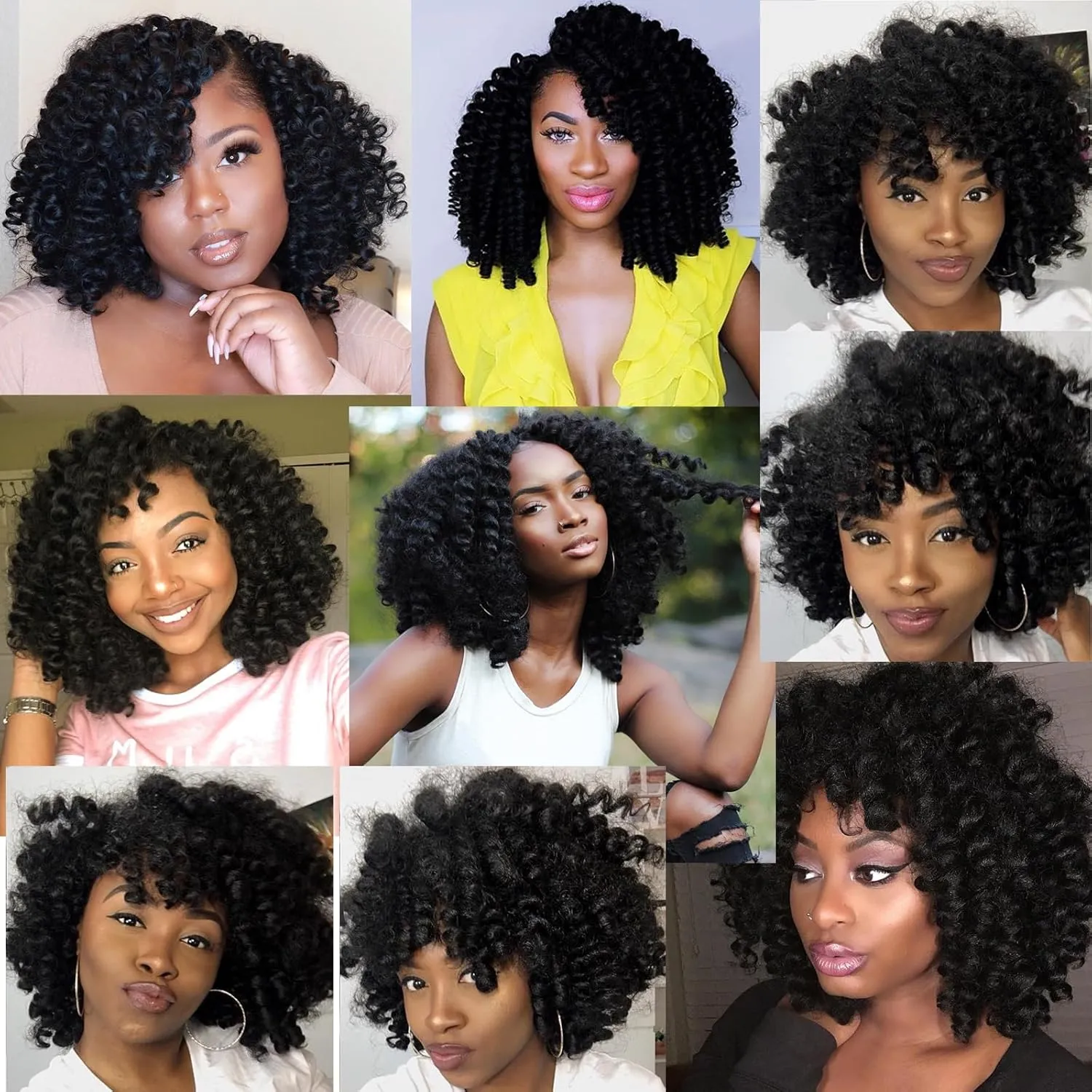 Crochet Braids Hair 8 Inch 3 Pack Jamaican Bounce Wand Curl Crochet Hair Synthetic Braiding Hair Extension Twist Crochet Hair (3PCS,1BP27)
