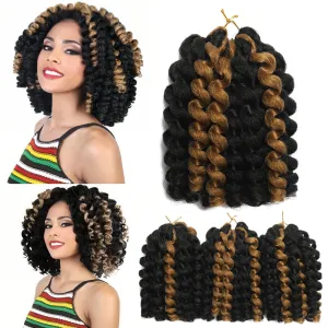 Crochet Braids Hair 8 Inch 3 Pack Jamaican Bounce Wand Curl Crochet Hair Synthetic Braiding Hair Extension Twist Crochet Hair (3PCS,1BP27)
