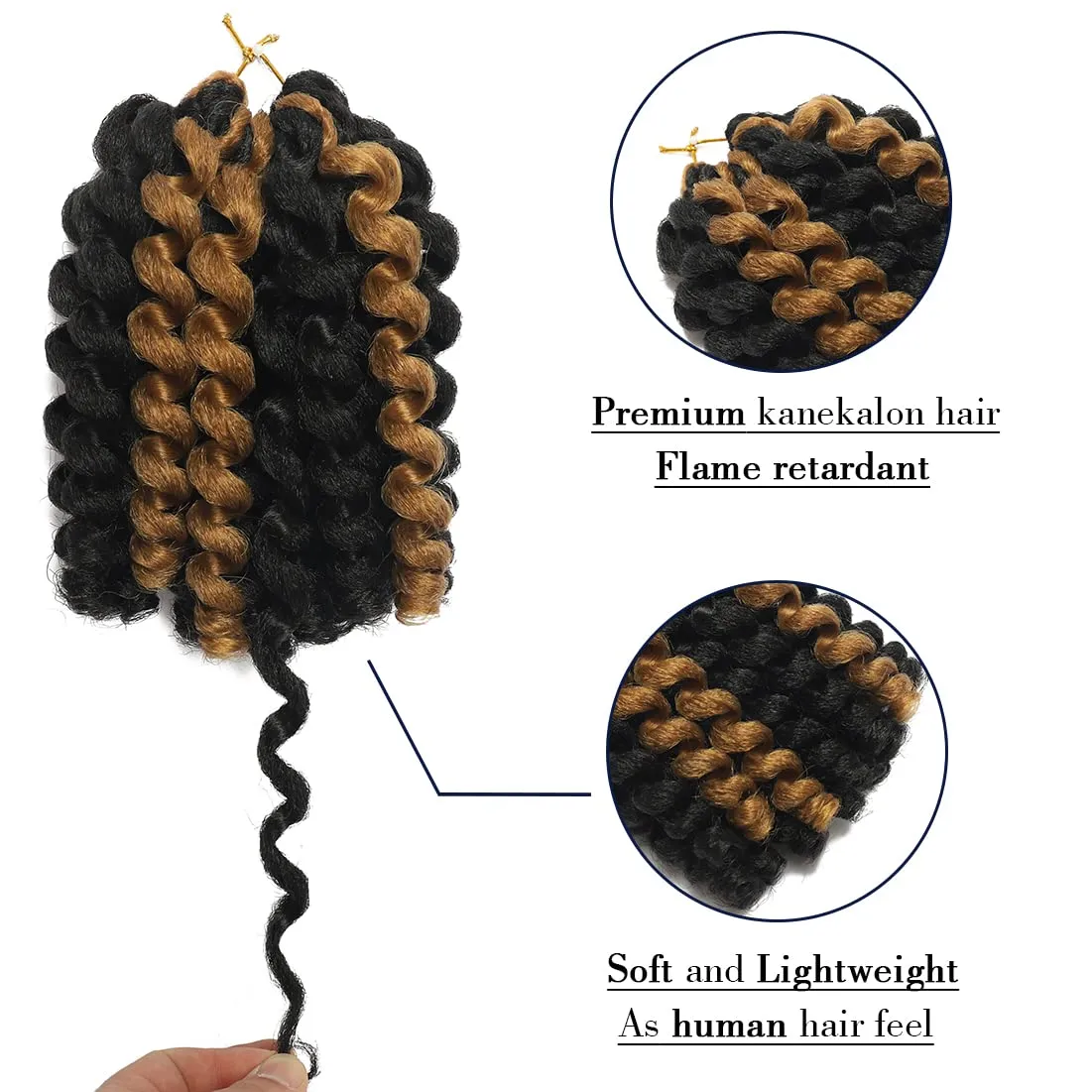 Crochet Braids Hair 8 Inch 3 Pack Jamaican Bounce Wand Curl Crochet Hair Synthetic Braiding Hair Extension Twist Crochet Hair (3PCS,1BP27)