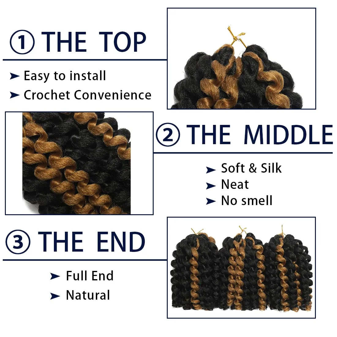 Crochet Braids Hair 8 Inch 3 Pack Jamaican Bounce Wand Curl Crochet Hair Synthetic Braiding Hair Extension Twist Crochet Hair (3PCS,1BP27)