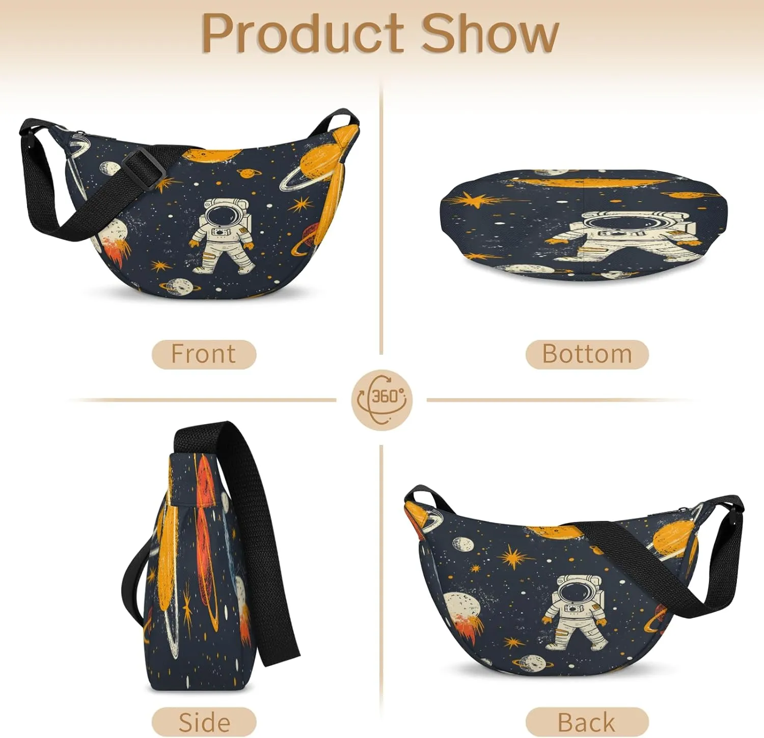 Crossbody Bag for Women Men, Lightweight Small Sling Hobos Dumpling Bag Crescent Purse, Crescent Moon Bags