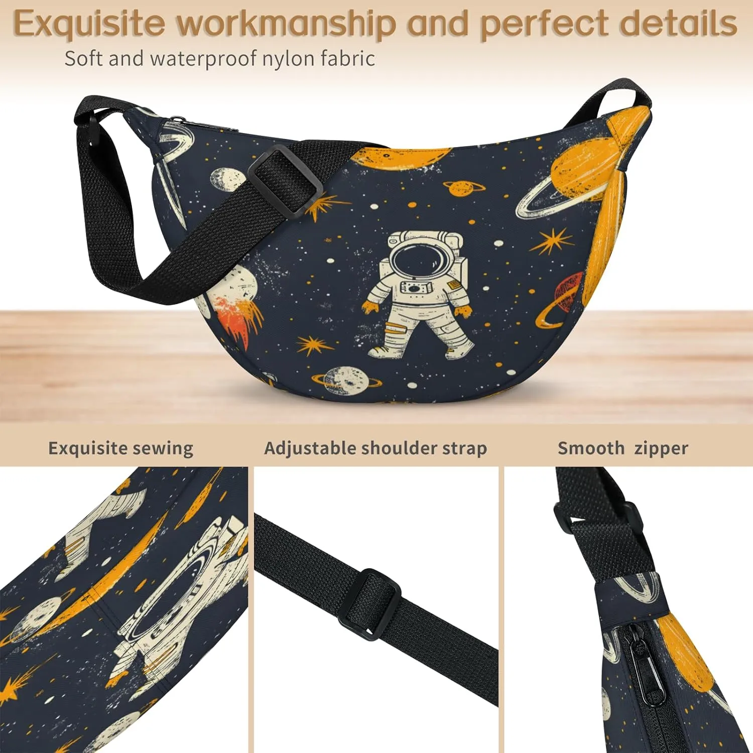 Crossbody Bag for Women Men, Lightweight Small Sling Hobos Dumpling Bag Crescent Purse, Crescent Moon Bags