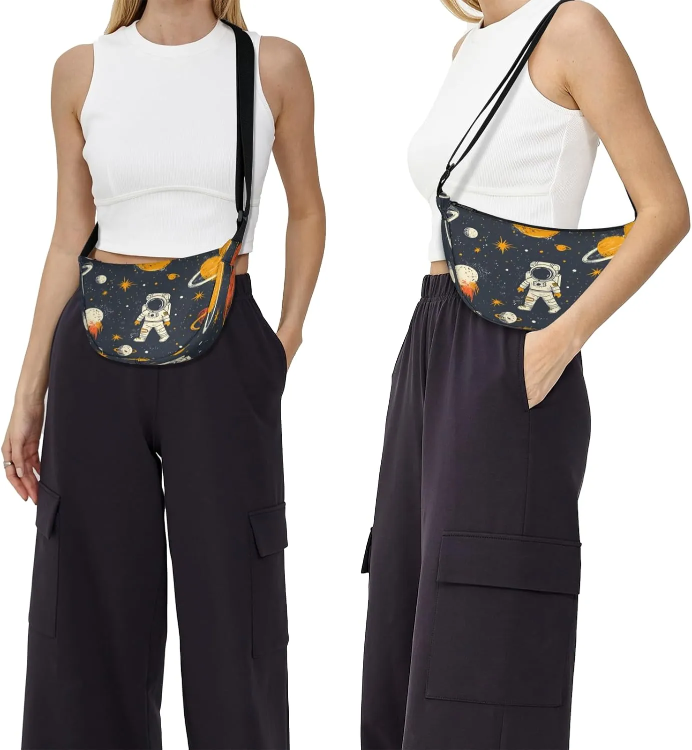 Crossbody Bag for Women Men, Lightweight Small Sling Hobos Dumpling Bag Crescent Purse, Crescent Moon Bags