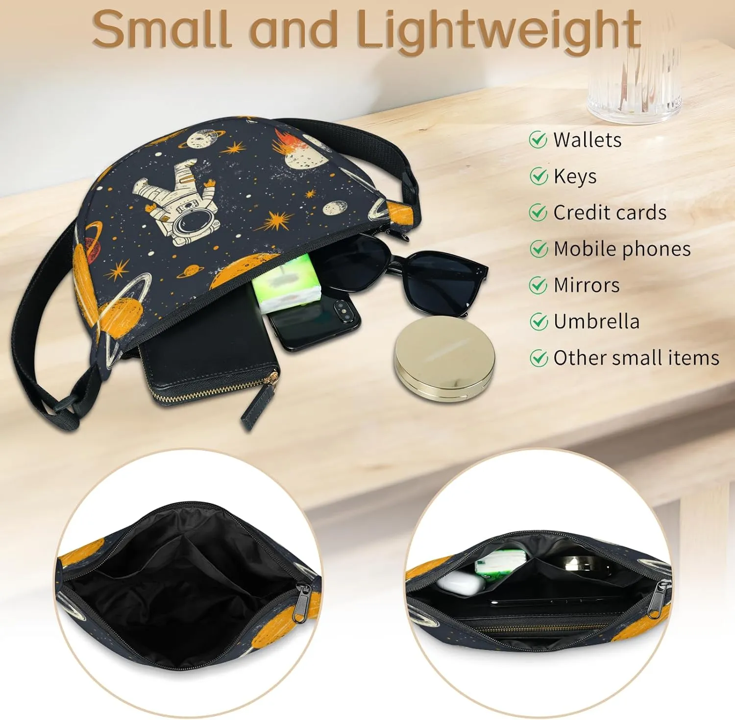 Crossbody Bag for Women Men, Lightweight Small Sling Hobos Dumpling Bag Crescent Purse, Crescent Moon Bags