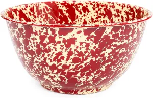 Crow Canyon Home Enamelware Salad Bowl, 5 quart, Burgundy/Cream Splatter