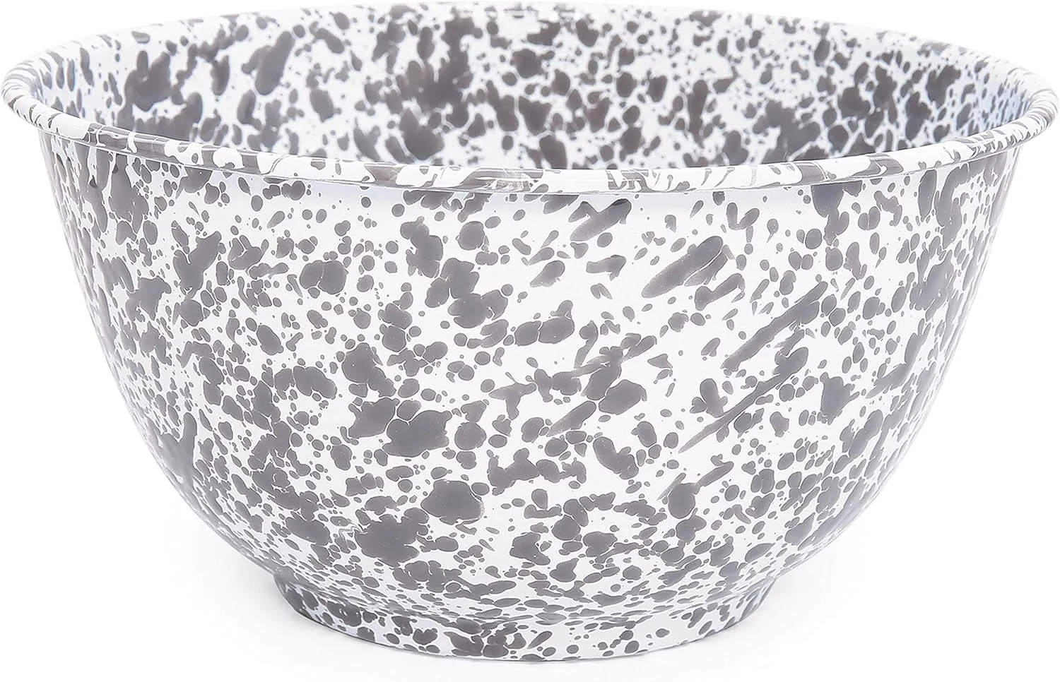 Crow Canyon Home Enamelware Salad Bowl, 5 quart, Grey/White Splatter