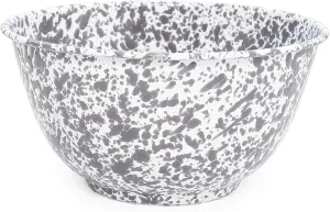 Crow Canyon Home Enamelware Salad Bowl, 5 quart, Grey/White Splatter